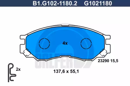 Комплект тормозных колодок (GALFER: B1.G102-1180.2)