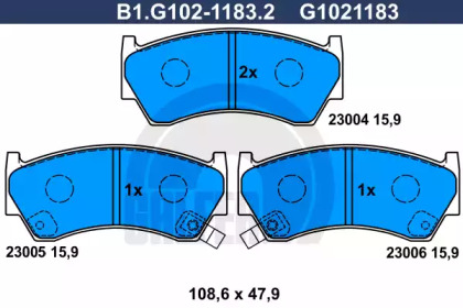 Комплект тормозных колодок (GALFER: B1.G102-1183.2)