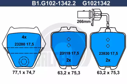 Комплект тормозных колодок (GALFER: B1.G102-1342.2)