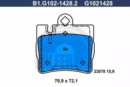 Комплект тормозных колодок (GALFER: B1.G102-1428.2)