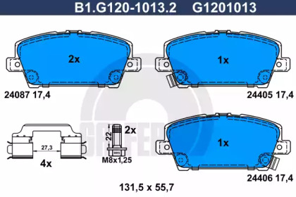 Комплект тормозных колодок (GALFER: B1.G120-1013.2)