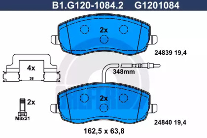 Комплект тормозных колодок (GALFER: B1.G120-1084.2)