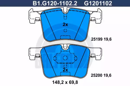 Комплект тормозных колодок (GALFER: B1.G120-1102.2)