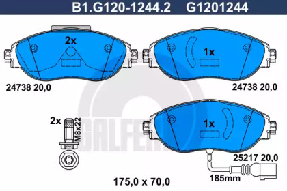 Комплект тормозных колодок (GALFER: B1.G120-1244.2)