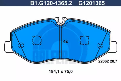 Комплект тормозных колодок (GALFER: B1.G120-1365.2)