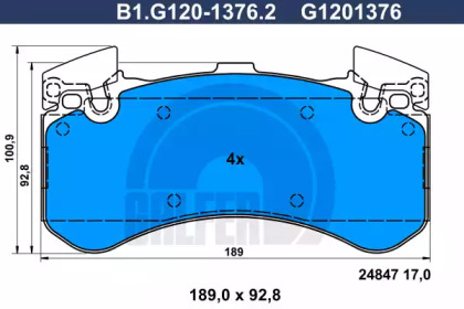 Комплект тормозных колодок (GALFER: B1.G120-1376.2)