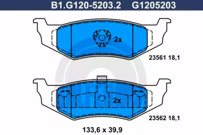 Комплект тормозных колодок (GALFER: B1.G120-5203.2)