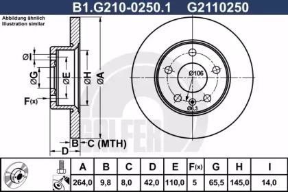 Тормозной диск (GALFER: B1.G210-0250.1)