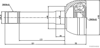 Шарнирный комплект (HERTH+BUSS JAKOPARTS: J2821011)