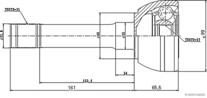 Шарнирный комплект (HERTH+BUSS JAKOPARTS: J2821042)