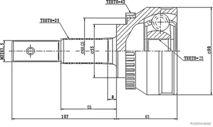 Шарнирный комплект (HERTH+BUSS JAKOPARTS: J2821125)