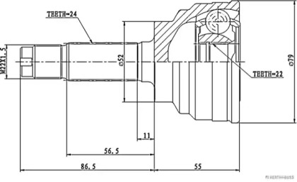 Шарнирный комплект (HERTH+BUSS JAKOPARTS: J2823000)