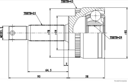 Шарнирный комплект (HERTH+BUSS JAKOPARTS: J2825130)