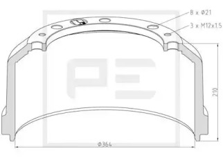 Тормозный барабан (PE Automotive: 016.472-00A)