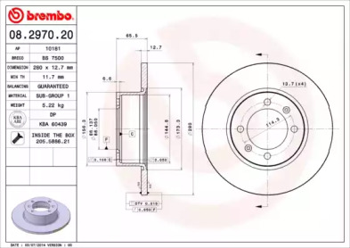 Тормозной диск (BREMBO: 08.2970.20)