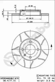 Тормозной диск (BREMBO: 08.4177.75)