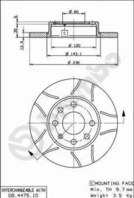 Тормозной диск (BREMBO: 08.4475.75)