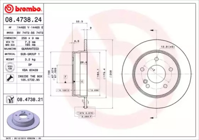 Тормозной диск (BREMBO: 08.4738.21)