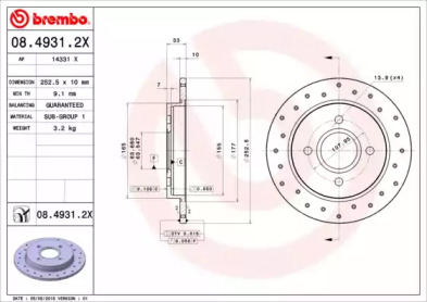 Тормозной диск (BREMBO: 08.4931.2X)