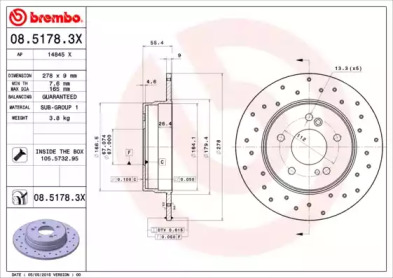 Тормозной диск (BREMBO: 08.5178.3X)