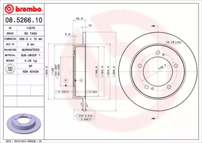 Тормозной диск (BREMBO: 08.5266.10)