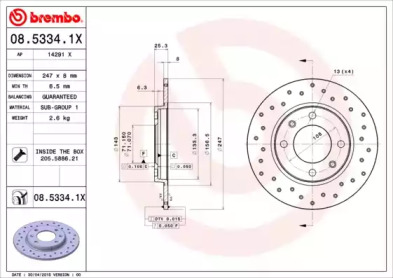 Тормозной диск (BREMBO: 08.5334.1X)