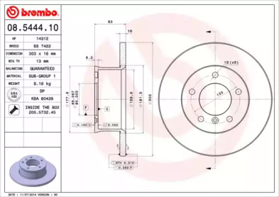 Тормозной диск (BREMBO: 08.5444.10)