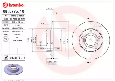 Тормозной диск (BREMBO: 08.5775.10)