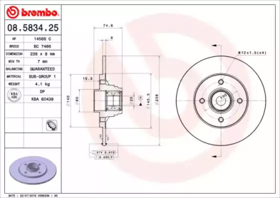 Тормозной диск (BREMBO: 08.5834.25)