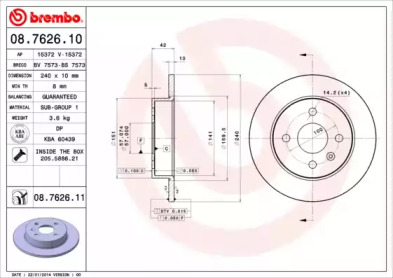 Тормозной диск (BREMBO: 08.7626.10)