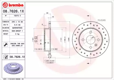 Тормозной диск (BREMBO: 08.7626.1X)