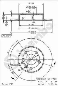 Тормозной диск (BREMBO: 08.7627.75)