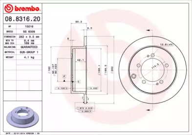 Тормозной диск (BREMBO: 08.8316.20)