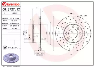 Тормозной диск (BREMBO: 08.8727.1X)