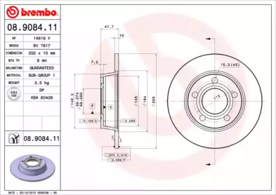 Тормозной диск (BREMBO: 08.9084.11)