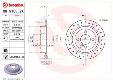 Тормозной диск (BREMBO: 08.9163.2X)