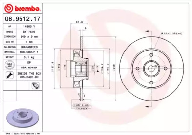 Тормозной диск (BREMBO: 08.9512.17)