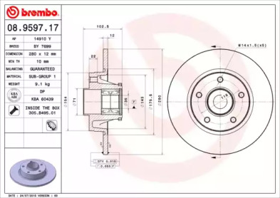 Тормозной диск (BREMBO: 08.9597.17)