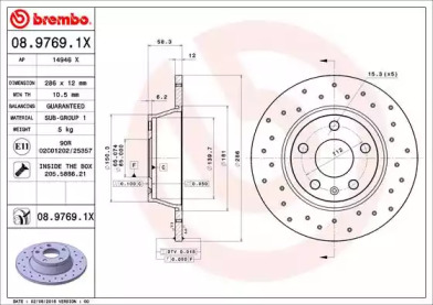 Тормозной диск (BREMBO: 08.9769.1X)