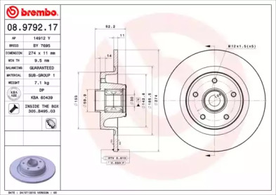 Тормозной диск (BREMBO: 08.9792.17)