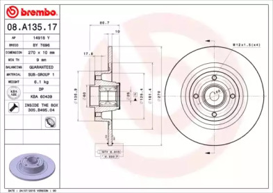 Тормозной диск (BREMBO: 08.A135.17)