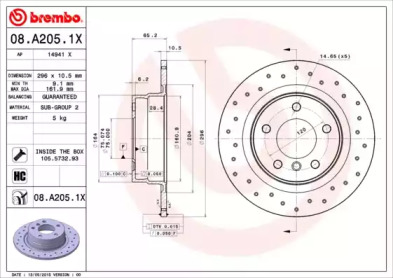 Тормозной диск (BREMBO: 08.A205.1X)