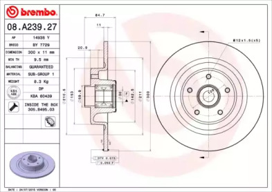 Тормозной диск (BREMBO: 08.A239.27)