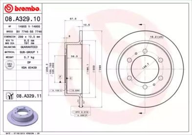 Тормозной диск (BREMBO: 08.A329.10)