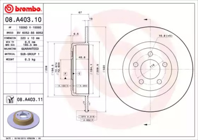 Тормозной диск (BREMBO: 08.A403.11)