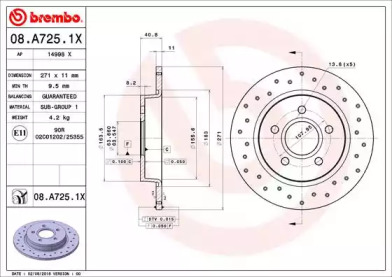 Тормозной диск (BREMBO: 08.A725.1X)