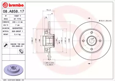 Тормозной диск (BREMBO: 08.A858.17)