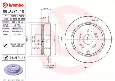 Тормозной диск (BREMBO: 08.A871.10)