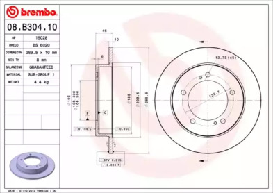 Тормозной диск (BREMBO: 08.B304.10)