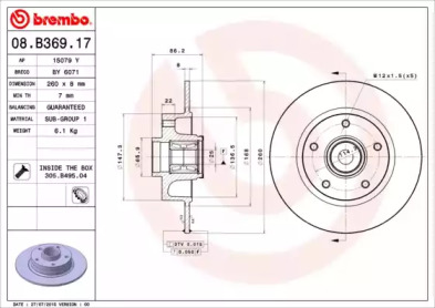 Тормозной диск (BREMBO: 08.B369.17)